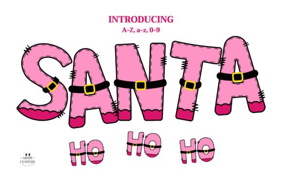 Santa Ho Ho Ho Pink Font